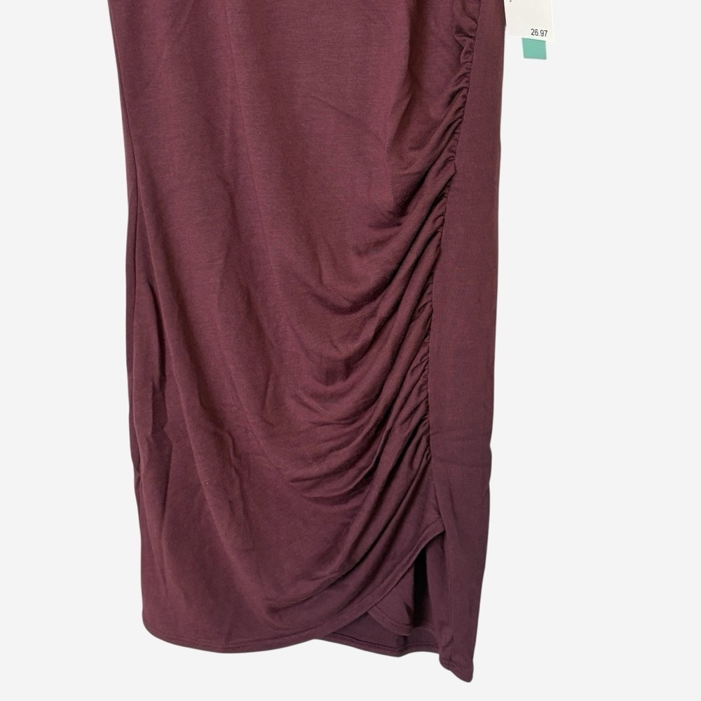 Abound Dress Burgundy Fitted Ruched Sleeveless Bodycon Size S - Picture 3 of 10